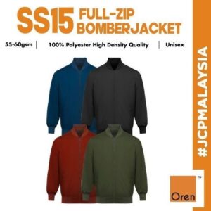 oren sport 100% polyester unisex ss15 full zip bomber jacket waterproof jaket kualiti pakaian light weight jacket