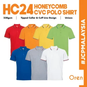 Products oren sport hc24 honeycomb cvc polo shirt tipped collar and cuff