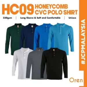 Products oren sport hc09 unisex cvc honeycomb long sleeve polo t shirt