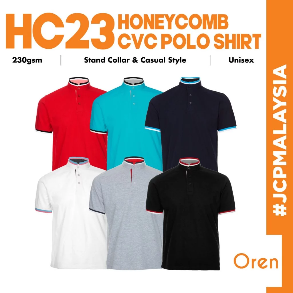 oren sport hc23 honeycomb cvc stand collar polo shirt oren sport hc23 honeycomb cvc stand collar polo shirt