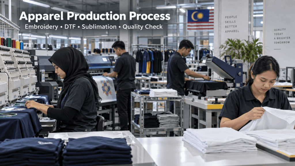 Production process for Malaysia Day corporate shirt Selangor
